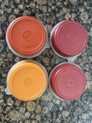 Vintage Tupperware Wonder Bowls 1286 Set Of 4 With Lids Harvest Colors