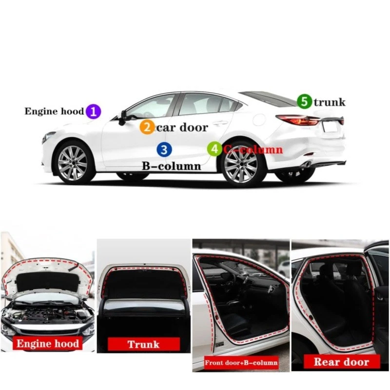 Tira de sellado de puerta de coche universal en forma de B de 33 pies protector de borde hueco resistente al clima negra Foto 2 de 4