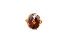 Rose Gold Plated Sterling Silver 925 Smoky Quartz Ring Size 8
