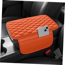 Leather Waterproof Car Armrest Console Pad for Sedans SUV, 2 storage Orange
