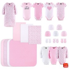 Newborn Gift Set - Floral Love - 23pc: Cotton Bodysuits and Hats, Jungle Animal