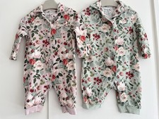 Baby Girls 0-3 Months Footless Babygrow Sleepsuit Bundle Floral Flowers Tu