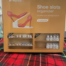 Neprock Shoe Slots Organizer Adjustable Shoe Stackers Space Saver White 20 Pack