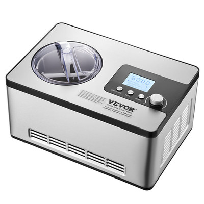 Automatic Ice Cream Maker with Built-in Compressor, Silver