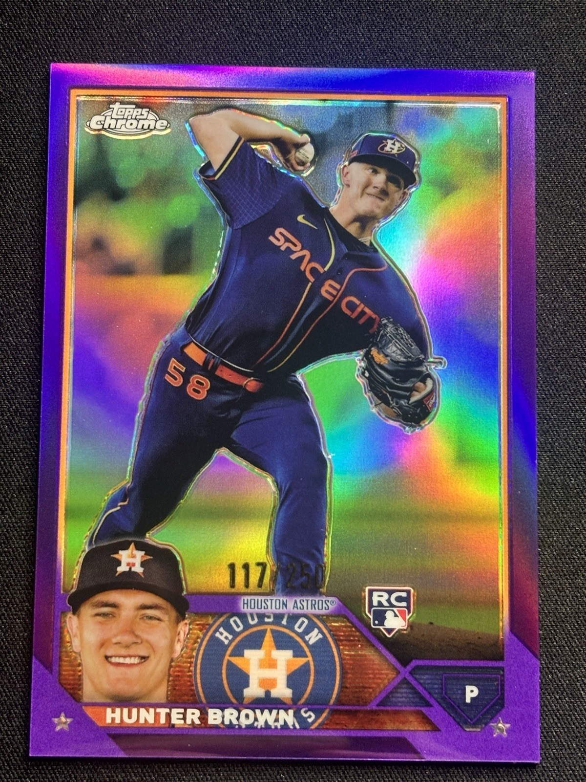 2023 Topps Chrome Hunter Brown #197 Purple Refractor /250 Rookie Astros RC