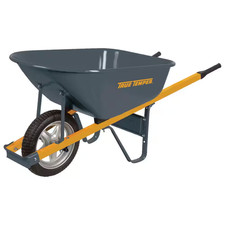 True Temper 6 Cu Ft Steel Wheelbarrow with Flat Free Tires and Metal Handles