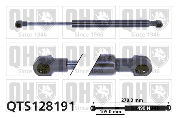 Bonnet Gas Strut QTS128191 Quinton Hazell Spring Lift Front 3B5827550 8D5827550C