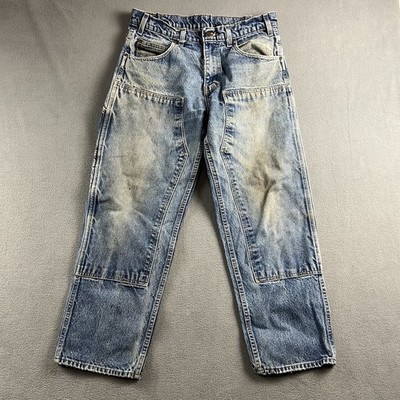 Mens Denim Prison Blues Double Knee Work Jeans Vintage Prison Blue