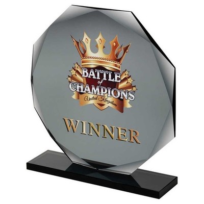 R4US Rauchschwarz Glas Achteck Corporate Award Trophäe 6,75 Zoll kostenlose Gravur