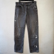 VTG Levis 501 Jeans Mens 32x32 Black Faded Denim Made in USA Grunge Paint 90s