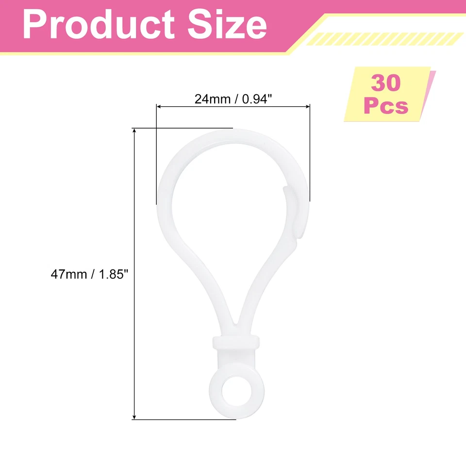 30Pcs Plastic Lobster Clasps, 47mm Lanyard Claw Snap Clip Hooks Fasteners, White Foto 2 de 4