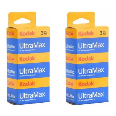 2 x Kodak Ultramax 400 36 Exposure 3 Pack Color Print 35mm Film = 6 Rolls Film