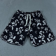 Fair Harbor Swim Trunks Mens Black Floral Hawaiian 8" Performance Lined Shorts