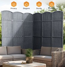 Outdoor Privacy Screen, Folding Room Divider 6-Panel 69" H x 96" W Green