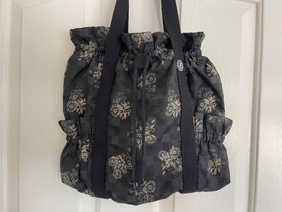 Element Skateboard Y2K Drawstring Tote Purse Black with Floral Design