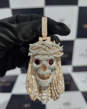  Skeleton jesus head iced out pendant moissanite 925 silver ruby eyes CUSTOM 