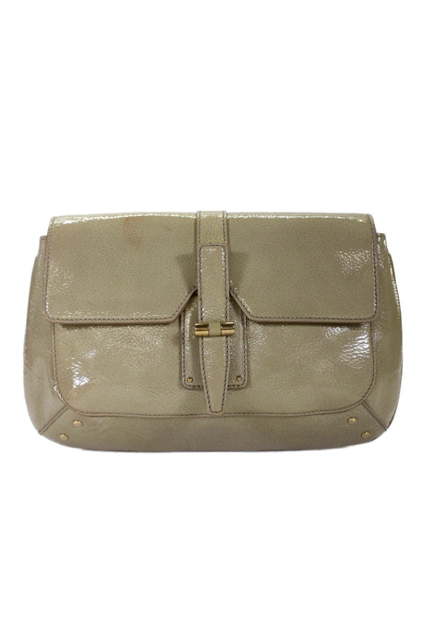 Borsa donna Yves Saint Laurent tracolla singola vintage pelle verniciata marrone