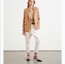 NILI LOTAN Paris Pants in White Drop Crotch Cotton Twill Size 8