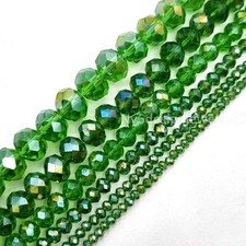 Green AB Crystal Faceted Rondelles Bead Jewelry Making Supplies 11" Strand