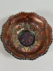 Beautiful Amethyst FENTON Carnival Glass Little Flowers Berry Bowl