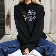 Vans Cultivate Care Embroidered Oversized Hoodie Black Spring Sweatshirt S