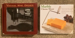 Marble Cheese Slicer and Vintage Wine Opener In Original Box Never Opened New