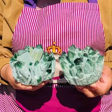 2pieces 3.52LB New Discovery Green Ghost Crystal Cluster Mineral Healing 1822