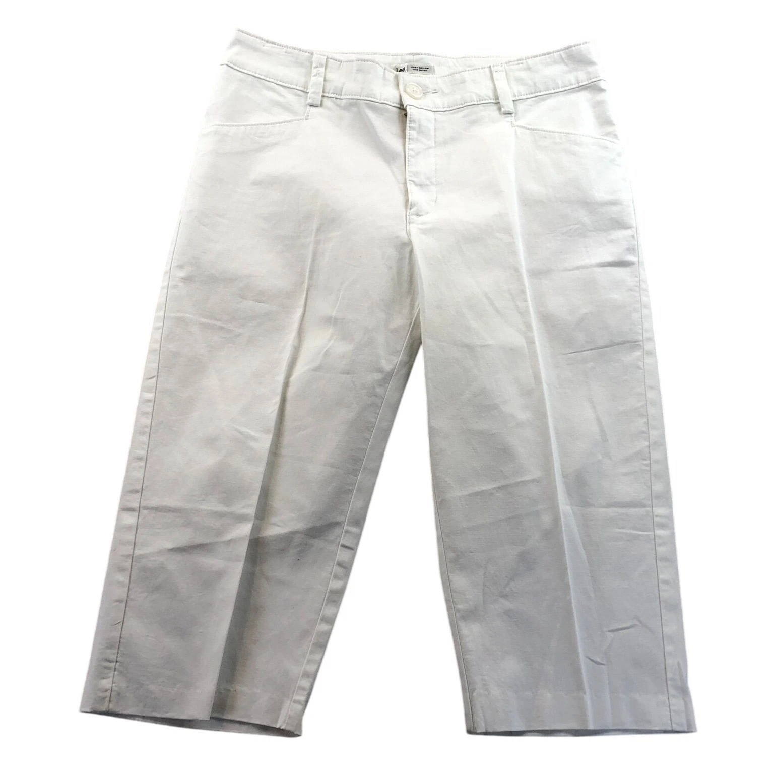 Lee Womens Capri Pants 8M Just Below The Waist White Stretch Classic Casual