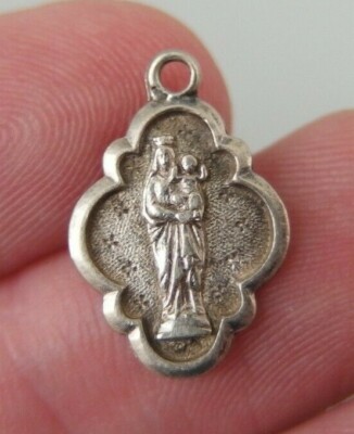Antique French Religious Solid Silver Medal Pendant Souvenir Notre Dame ...