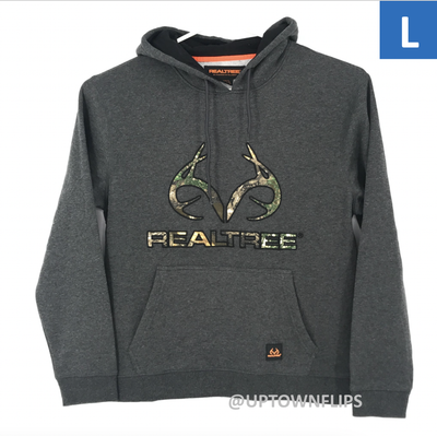 Realtree Mens Sweater Large Hoodie Sweatshirt Hooded Camouflage Camo Logo  Gray | eBay