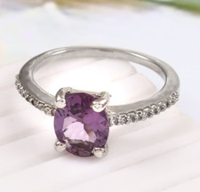 Amethyst Ring Women Anniversary Ring 925 Sterling Silver Ring Oval Cut Ring