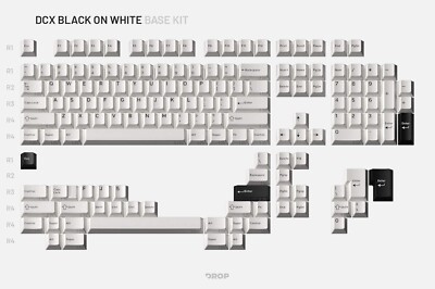 Drop DCX Black-on-White Key Cap Base Kit Set 150 KeyCaps Open Box Free Shipping