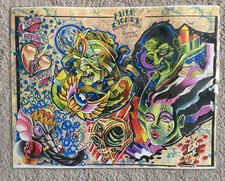 Tattoo Studio Shop Flash Single By Gunnar Frankenstein, Elvira 11"X14" Print