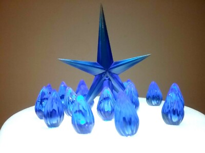 100 Blue Medium Twist Bulbs and 1 Lg. Blue Star for Ceramic Christmas Trees