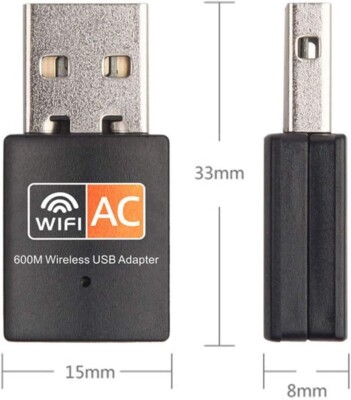 Adaptador Wi-Fi USB Dual Band 2.4GHz E 5GHz 600 Mbps Wireless Ac 5G