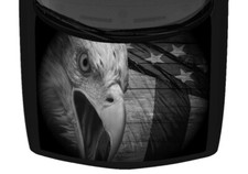 Grayscale Bald Eagle American Flag Truck Hood Wrap Vinyl Car Graphic Decal Wood 