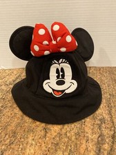 Disney Parks Minnie Mouse Bucket Hat Red Polka Dot Bow Black Ear Size Toddler