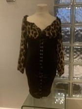 Z . X Women's Black Leopard Print Bodycon Stretch Dress