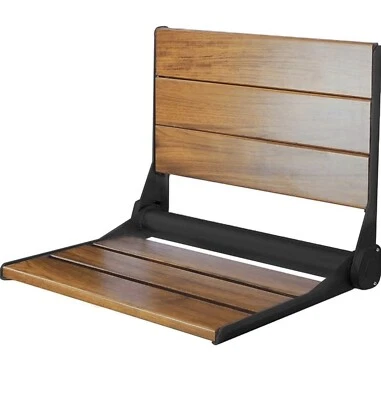 HOMEAESTHETICS 18" ADA Compliant Folding Teak Wood Shower Bench Seat, Black