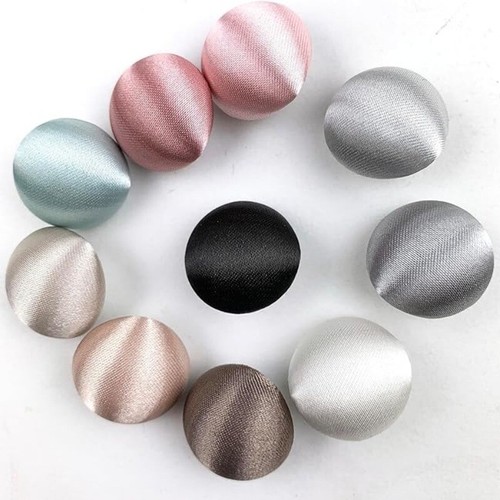 50X Satin Covered Buttons Cloth Buttons Metal Shank Buttons DIY Wedding Dress - Picture 7 of 22