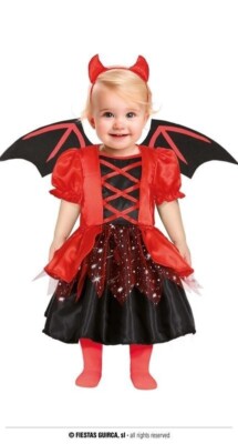 COSTUME DIAVOLETTA HALLOWEEN VESTITO GUIRCA NEONATA ABITO BAMBINA