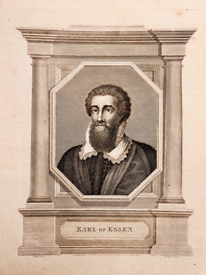 Großbritannische Earl of Essex 1803 Antike Kupferstisch Porträt Engraving
