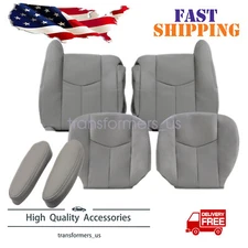Driver & Passenger Leather Seat Cover Pewter Gray For 2003-2006 Silverado Sierra