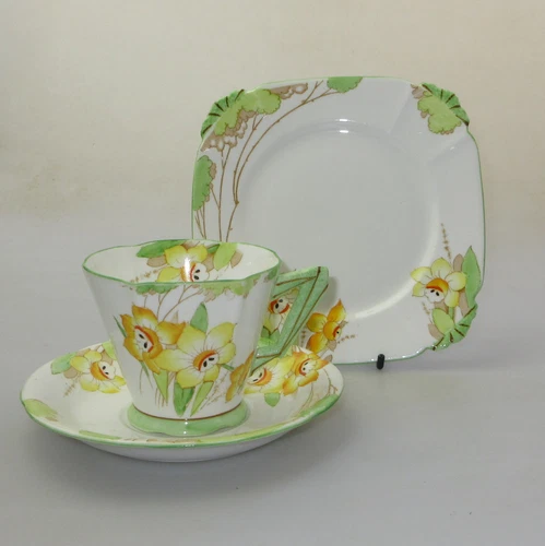 Royal Albert Crown China Daffodil Art Deco Trio