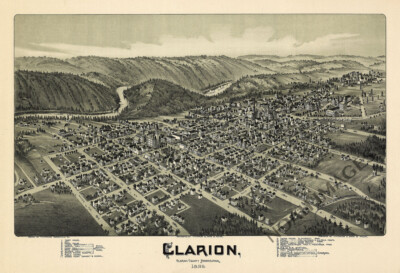 Panoramic Map of Clarion Pennsylvania 16x24