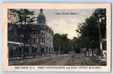 c1907 Red Bank New Jersey NJ Postcard First National Bank Post Office Building