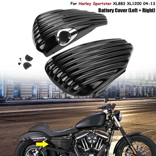 Pair LH+RH Battery Cover Side Covers For Harley Sportster XL883 1200 04-13