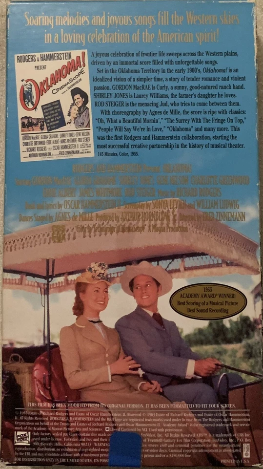 Oklahoma Rodgers Hammerstein Golden Anniversary Edition Movie VHS Tape GOOD 1955 - Image 2 of 4