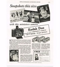 1936 Kodak Duo Miniature Folding Camera VINTAGE Print Ad