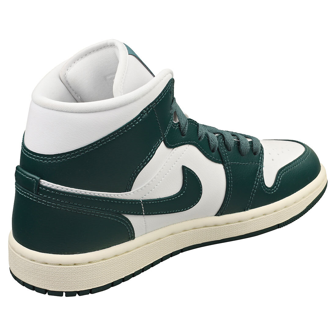 Nike Air Jordan 1 Mid Womens Fashion Sneakers in White Green